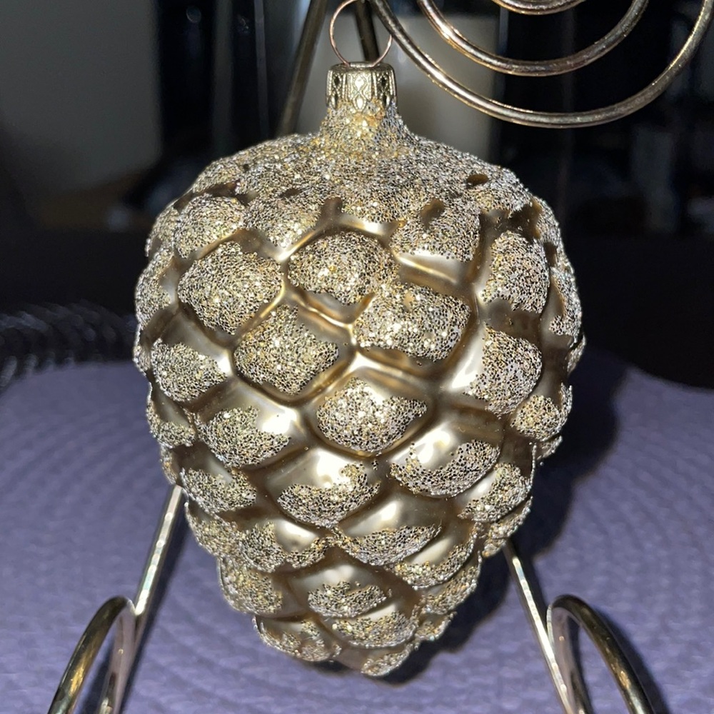 Vintage Germany Mercury Gold Pinecone Ornament!